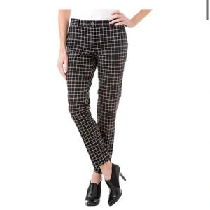 Michael Kors Miranda Trail Windowpane Print Black White Ankle Pant Women Size 8